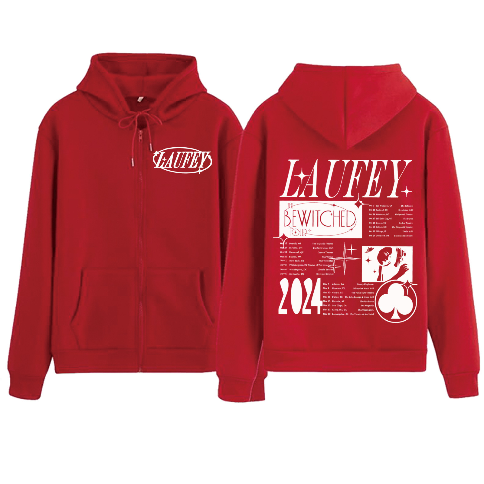 Laufey Tour 2024 Zipper Hoodie Harajuku Pullover Tops