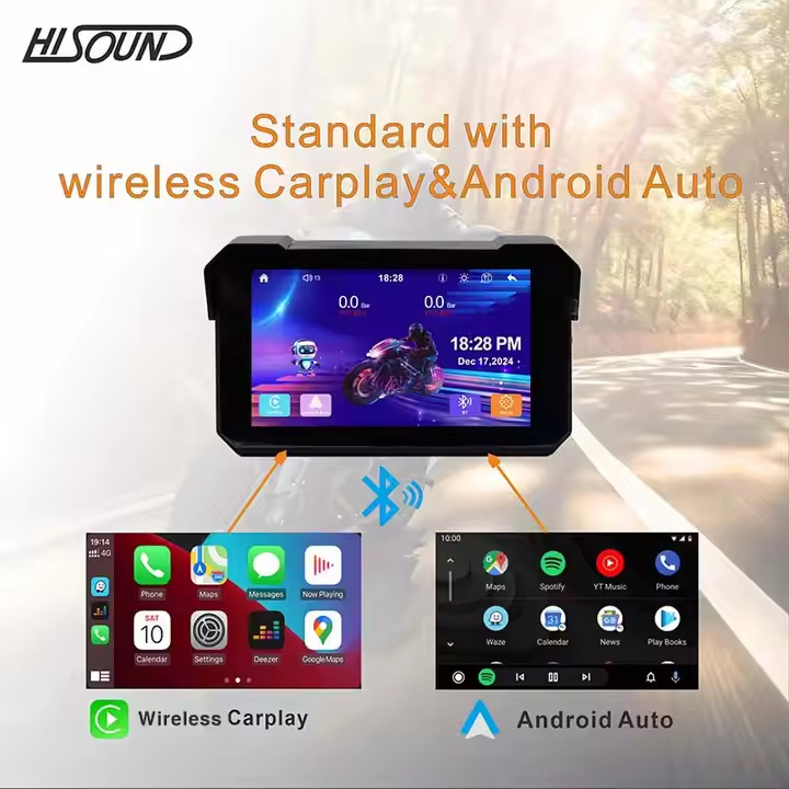 5inch Motorcycle Driving Recorder Carplay Android Interconnection Portable Anti-Theft Screen Navigation Hd Night Vision