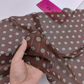 咖色圆点波点印花布料连衣裙服装手工布艺设计师款面料【欢迎二批