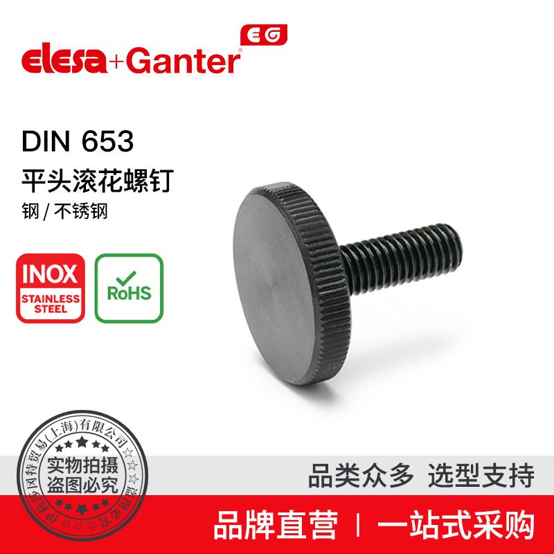 Elesa Ganter伊莉莎冈特 DIN 653平头滚花螺钉不锈钢螺丝钉