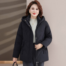 正品90绒妈妈装羽绒服女2025冬装新款中年加厚保暧白鸭绒连帽外套
