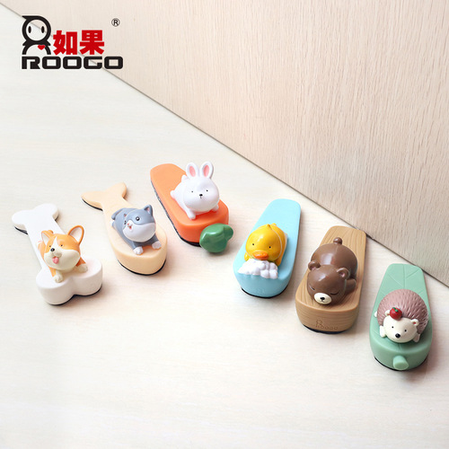 If creative home room desktop decorations small ornaments cartoon animal door stop anti-collision mute cute door stop
