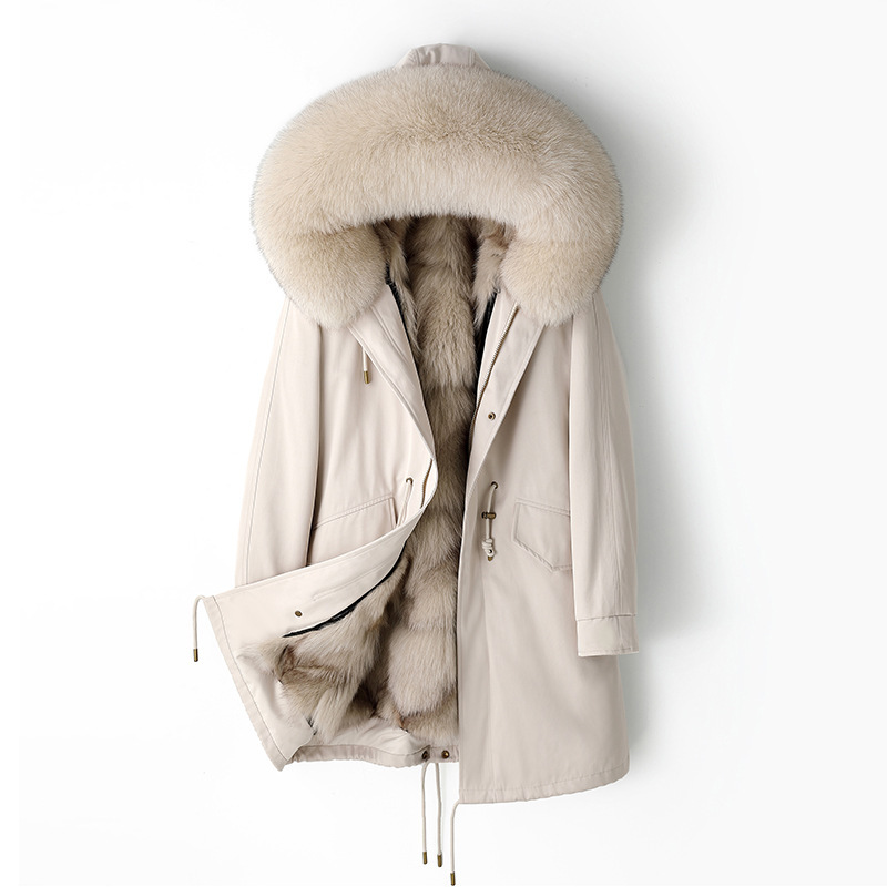 Parker Coat for Women with Fox Fur Lining, Haining 2026 Winter New Style, Detachable Fur Coat, Women's Mid-Length Coat