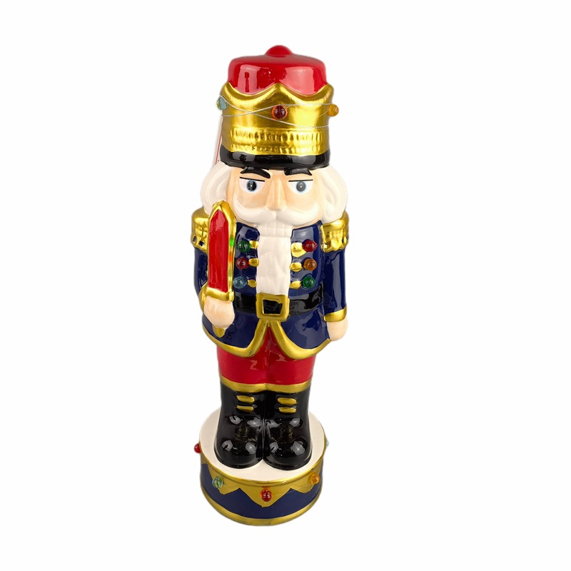 Suministro transfronterizo Venta caliente de cerámica luces de colores adornos del árbol de Navidad pintado Cascanueces con luces LED decoración de escritorio