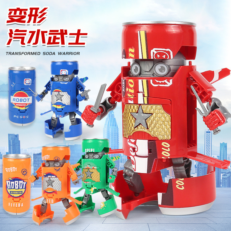 Star steel WK-82 deformation soda samurai boy gift robot model ornaments drink jar mecha toy