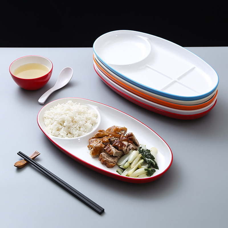Mr. Rice's Same Style Self-Service Weighing Fast Food Plate, Anti-Fall Melamine Tableware, School Cafeteria Self-Serve Food Tray Mr. Rice's Same Style Self-Service Weighing Fast Food Plate, Anti-Fall Melamine Tableware, School Cafeteria Self-Serve Food Tray