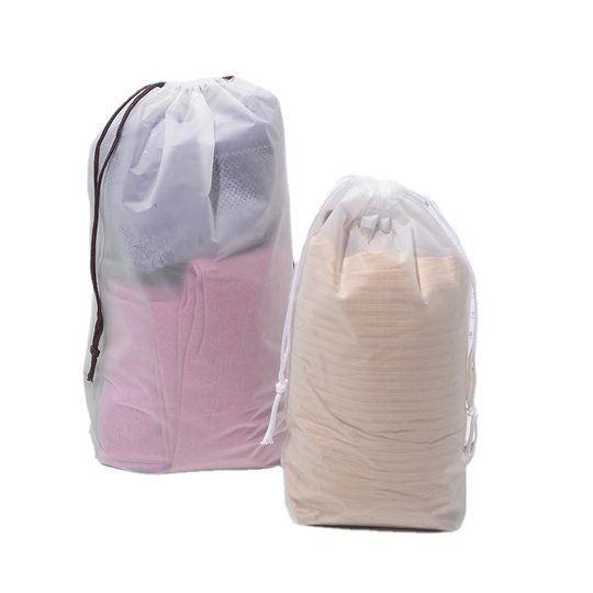 Blank drawstring bag pe frosted transparent clothing packaging bag socks plastic in stock wholesale storage bag bag