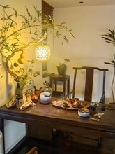 手工竹艺灯挂根雕中式禅意复古阳台客厅书房床头走廊茶台小吊灯