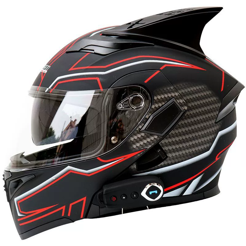 Электрический мотоциклетный шлем Kuqi Bao Bluetooth, двойная линза, демонстрационный шлем полный шлем с FM, батарея длительного срока
