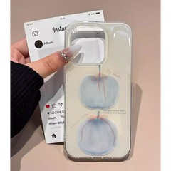ブルーアップル ラージホール Apple 16ProMax 携帯電話ケース iPhone15 新型 13/14/12/11 女の子