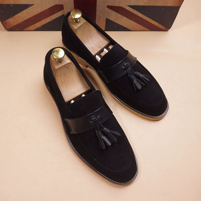 Матовая кожа с флисом корейские мужские повседневные кожаные туфли