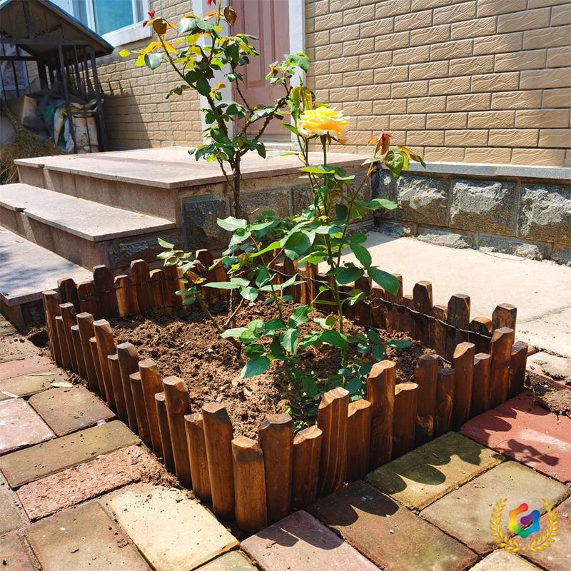 ✅防腐木栅栏花园围栏户外庭院花坛插地小篱笆室外装饰木桩菜园护