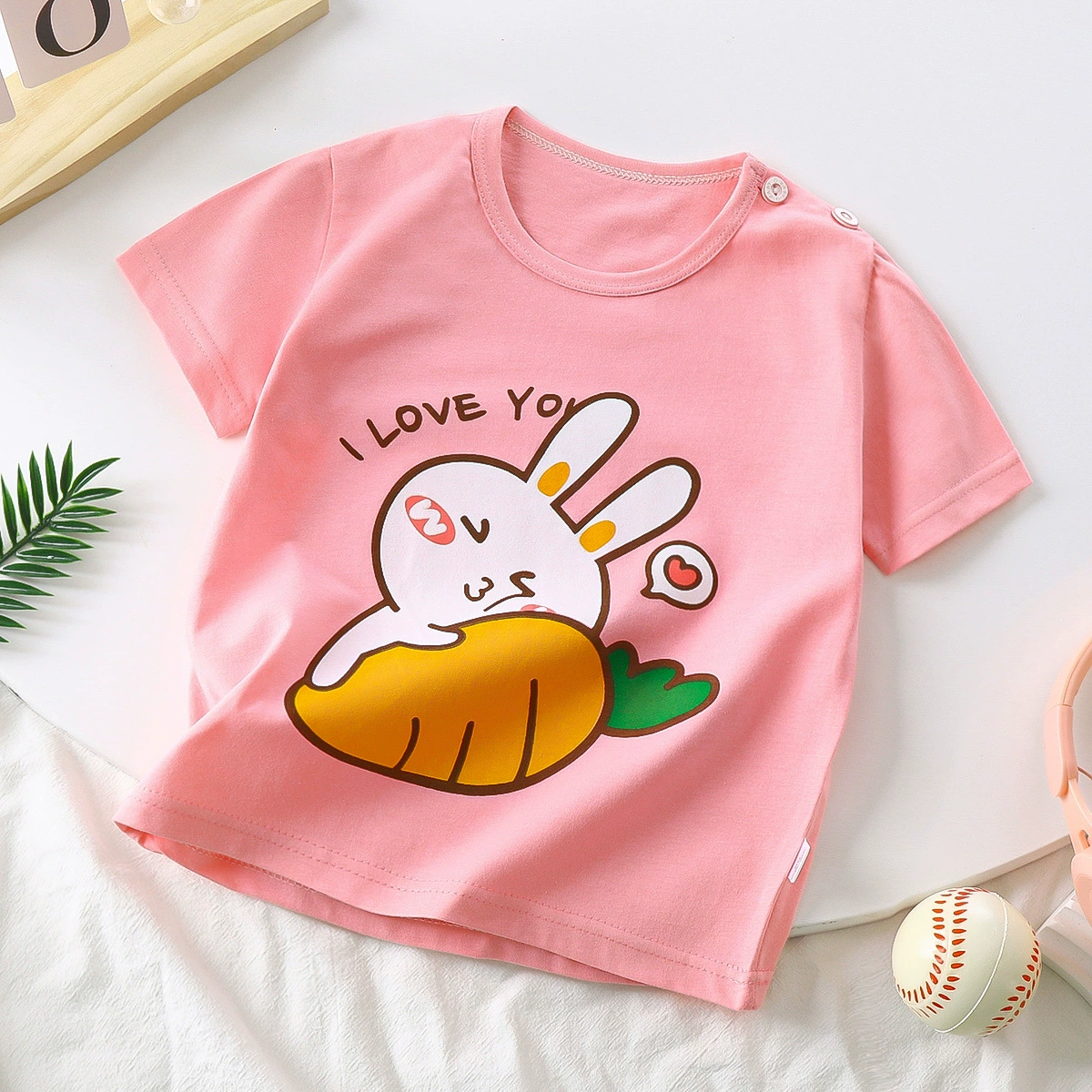 Children's Cotton Summer T-Shirt for Boys, Korean Style, Short Sleeve, Cute Cartoon Prints