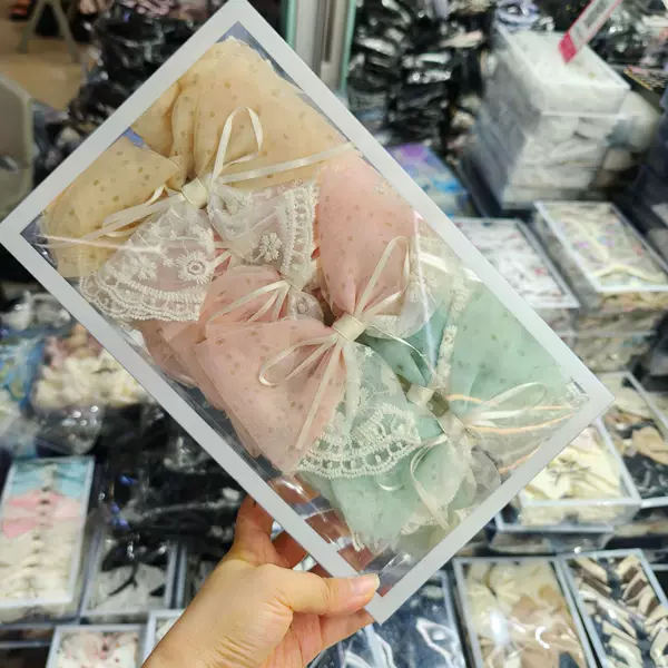 Korean-style lace polka dot butterfly spring clip, lace mesh top clip, hairpin for updos at the back of the head, hair accessory, cross-border wholesale