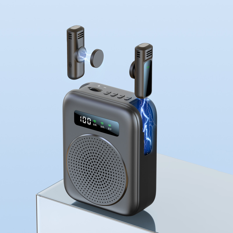 ワイヤレスマイク 小型拡声器 教師指導 ツアーガイド ショッピングモール 腰掛け式 ポータブルスピーカー カードリーダー|undefined