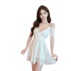 Sexy low cut large swing V-neck off shoulder strap dress