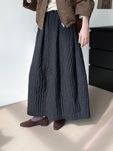 日系文艺复古中长款裙子春秋2025新款高腰显瘦百搭简约半身裙女装