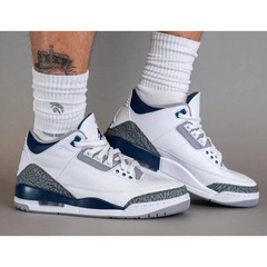 クロスボーダーホットセール第一層牛革 aj3 純正オリジナルシューズ藤原ヒロシ男性と女性のバスケットボールシューズジョー 3 ホワイトセメントアウトドアスポーツシューズ