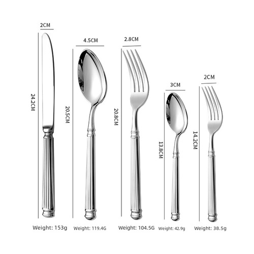 High-end set of 304 stainless steel tableware set for restaurant, hotel, Western cuisine tableware, five-star hotel, INS knife, fork, spoon