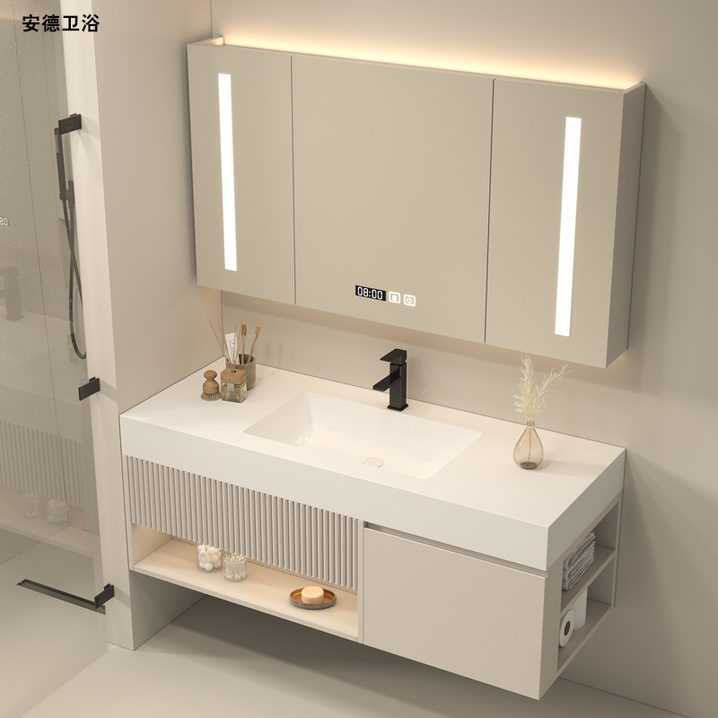 Wholesale Slate Integrated Seamless Basin Bathroom Cabinet Combination Bathroom Feng Shui Mirror Washbasin Hand Wash Basin Minimalist