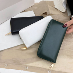 2023 Retro Long Wallet Oil-Brilliant Leather Unisex Zipper Handbag Multi-Card Slot Large Capacity Handbag Trend