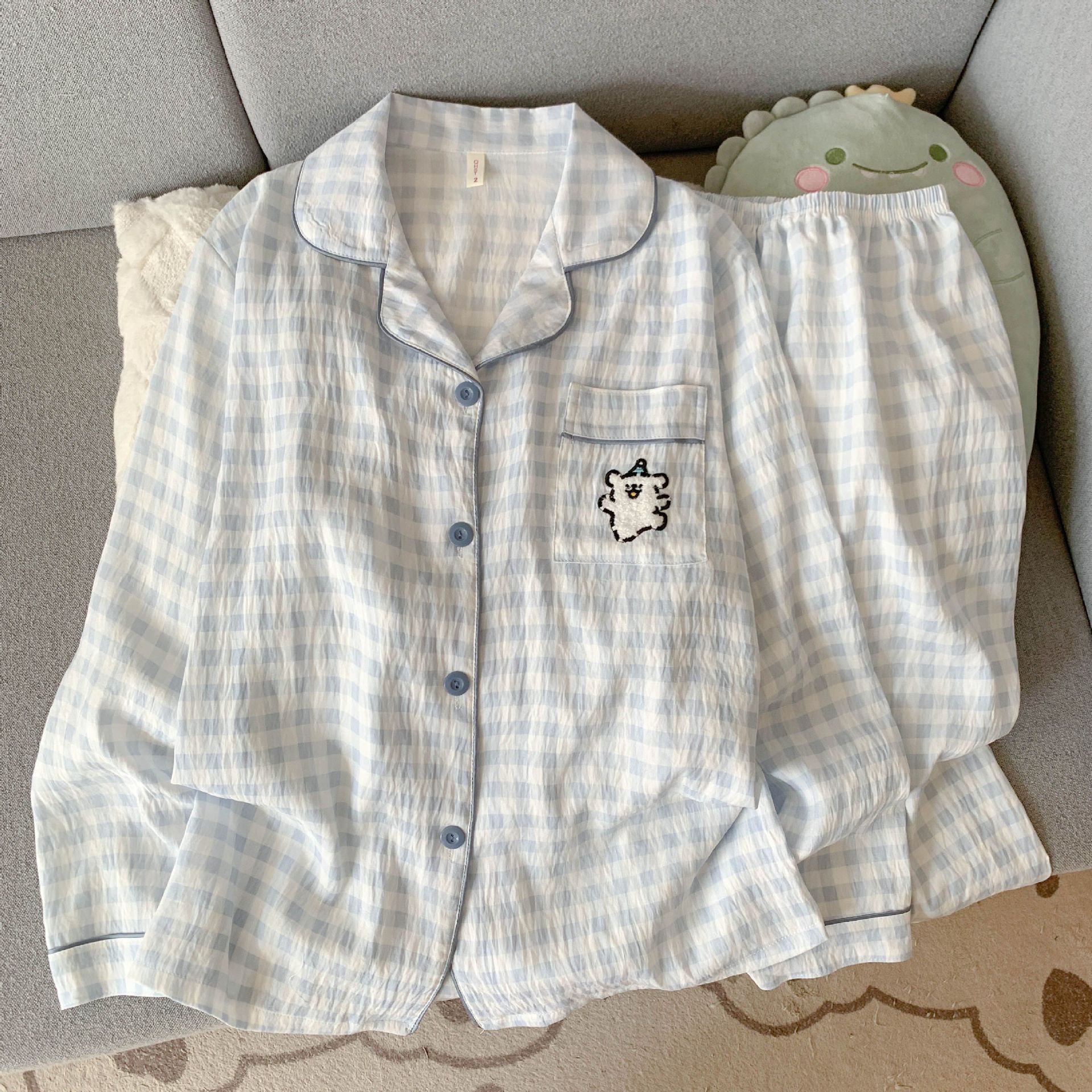 Al por mayor transfronterizo nueva primavera y otoño en línea explosión nubes de algodón dulce pijamas de manga larga pantalones largos ropa para el hogar dos conjuntos