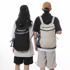 2024 New Leisure Outdoor Travel Backpack Korean Style Nylon Fashion Dual-Shoulder Bag with Large Capacity and Lightweight Solid Color Backpack