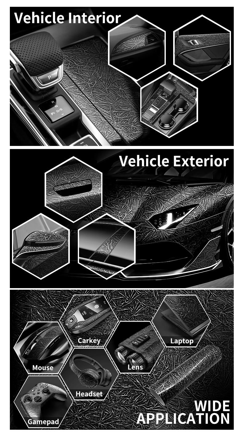 Cross-Border New Product Pet Forged Ice Crack Carbon Fiber Central Control Interior Red Blue Rearview Mirror Full Body Film