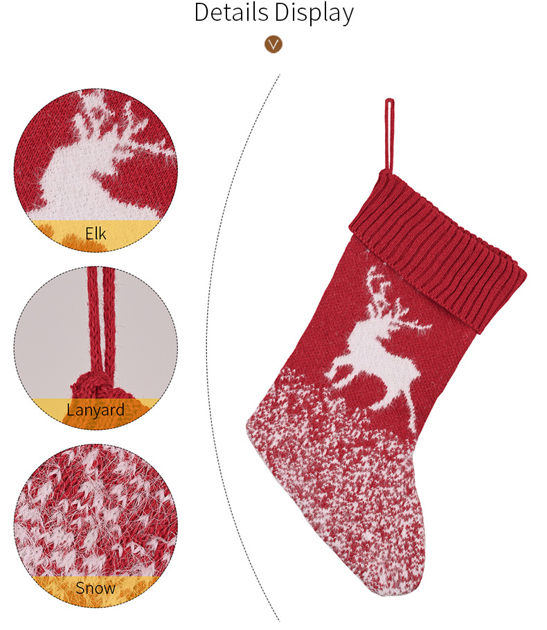 Christmas Stocking Knitted Red Snowflake Decoration Gift Bag_voghion.com