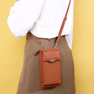 New Women's Bag Mobile Phone Bag Cross-border Trendy Simple Women's Shoulder Bag Crossbody Bag Korean-style Lock Small Square Wallet