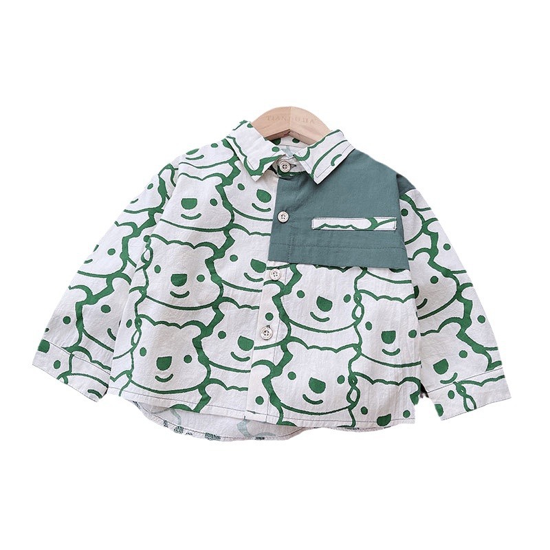 Camisas de impresión de bebés de algodón puro otoño 2025 nuevo cardigán de dibujos animados para niños chaqueta delgada camisa versátil