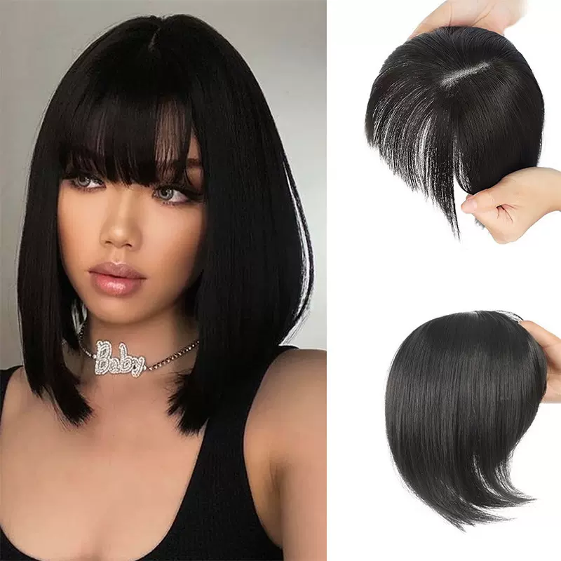 刘海假发女片头顶补发轻薄无痕真发高颅顶增发量遮白发假刘海现货