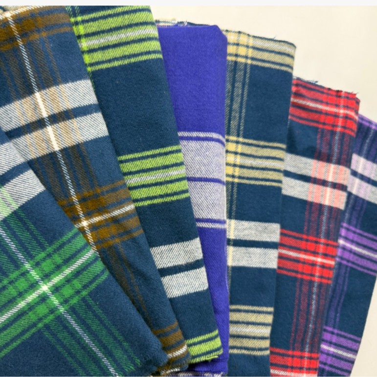 全棉磨毛格子色织布料 法兰绒格子面料 秋冬新品衬衫连衣裙格子布