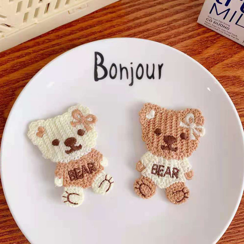 3g Weight Headwear Classification Birthday Occasion Kid'S Gender Cute Style Beige Color Cute Student Children Knitting Cartoon Bear Bb Clip Seaside Clip Side Bear Hair Clip 1