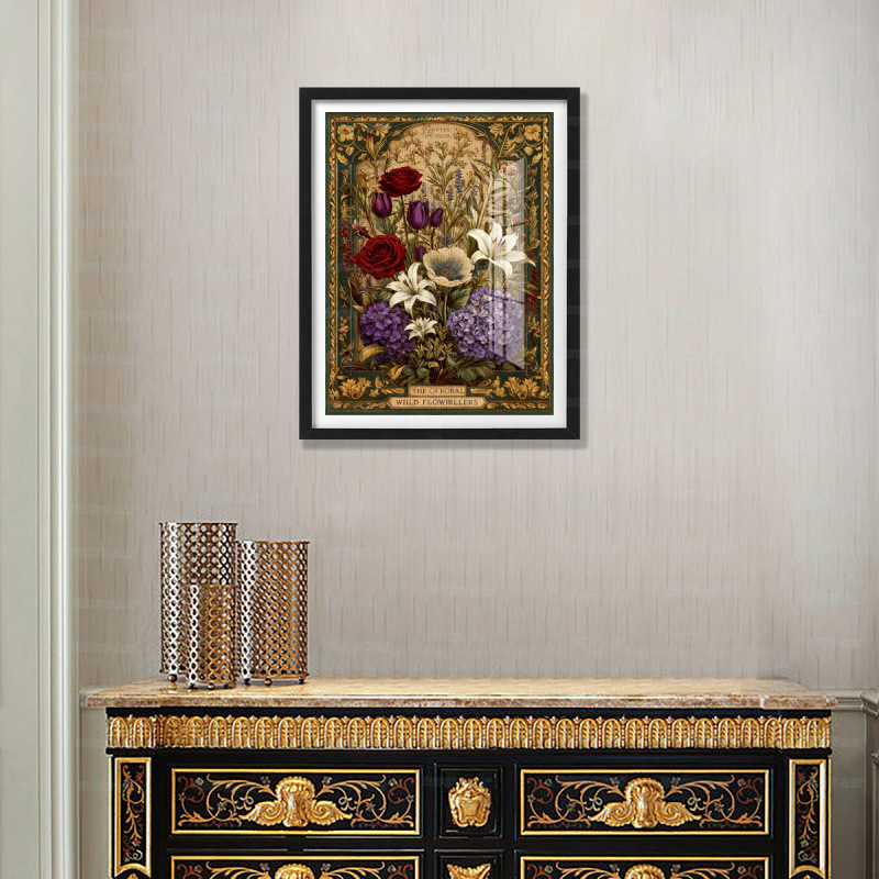 Mona Lisa Real bordado cruzado retro flor salvaje minimalista sala de estar flor estética pintura decorativa de la sala de estar bordada a mano image 1