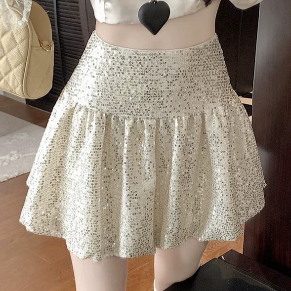 Real Shot of Ballet-Style Sequined Skirt, Waist-Cinching Slimming Flower Bud Little Black Skirt, Anti-Exposure A-Line Umbrella Skirt, Short Skirt 8295 Real Shot of Ballet-Style Sequined Skirt, Waist-Cinching Slimming Flower Bud Little Black Skirt, Anti-Exposure A-Line Umbrella Skirt, Short Skirt 8295