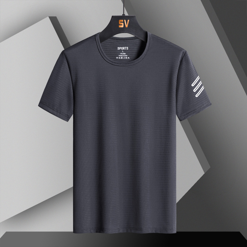 Summer Men's Ice Silk Short-sleeved T-shirt Men's plus size Loose Trendy Half-sleeved Upper Clothes Breathable Round Neck T-shirt Men's Clothing Summer Men's Ice Silk Short-sleeved T-shirt Men's plus size Loose Trendy Half-sleeved Upper Clothes Breathable Round Neck T-shirt Men's Clothing