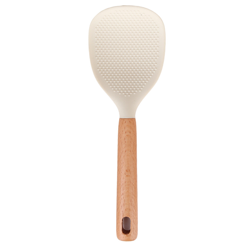 Mujeres de madera transfronterizos de silicona 10 piezas de cocina de almacenamiento conjunto de cocina antiadherente de grado alimenticio cocina cucharas de arroz de cocina resistentes a altas temperaturas