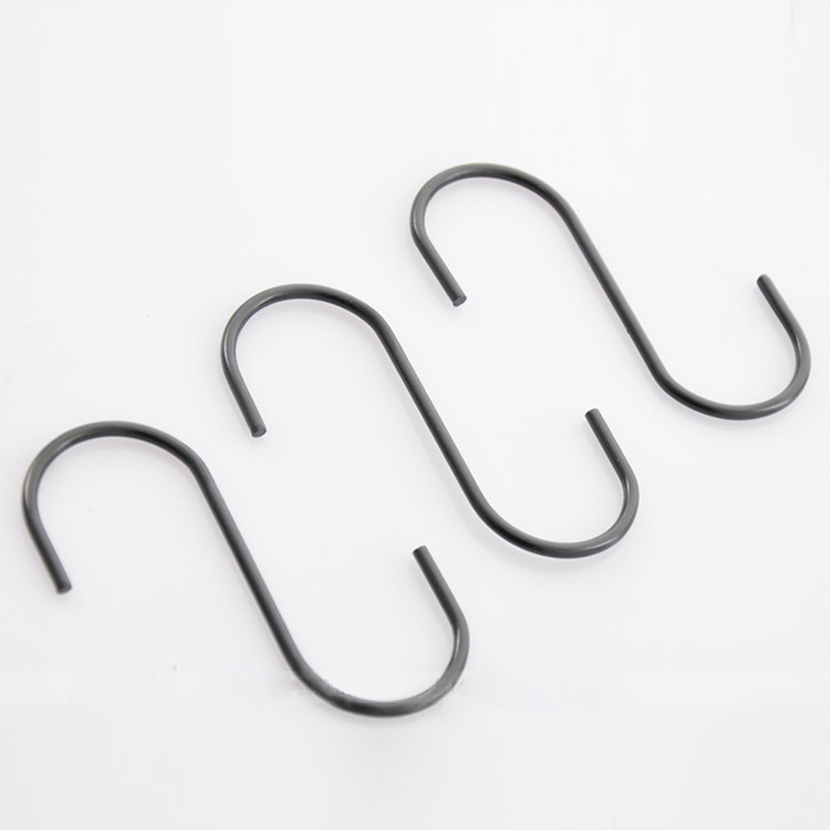S-tipo de acero inoxidable negro gancho salchicha carne S gancho mochila gancho ropa S-en forma de gancho de exposición 3 Pack