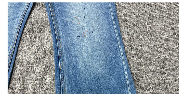 Högmidjade flare jeans för kvinnor blå med graffiti tryck_voghion.com