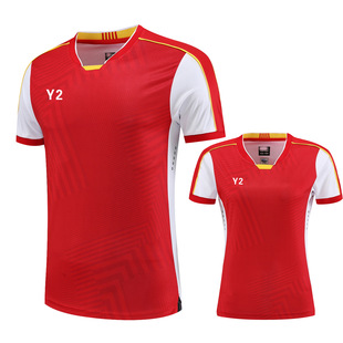New Badminton Clothing Men's and Women's Children's Short-sleeved Competition Training Clothing Sports Clothes Quick-drying Printing 22046