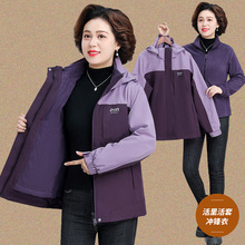 中老年冲锋衣三合一妈妈洋气中年女士秋冬加厚外套风衣冬季40岁50