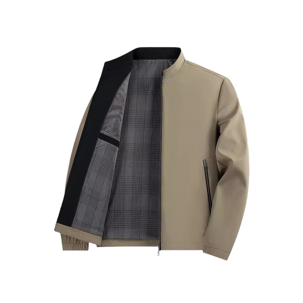 Men's Jacket Business Casual Autumn Spring Solid Colour Stand Up_voghion.com