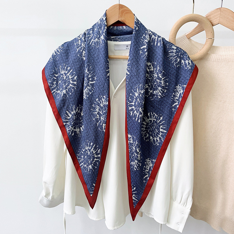 2025 nuevo estilo verano todo-fósforo cintura a juego camisa traje de mezclilla chal seda de sarga toalla triangular de moda fresca