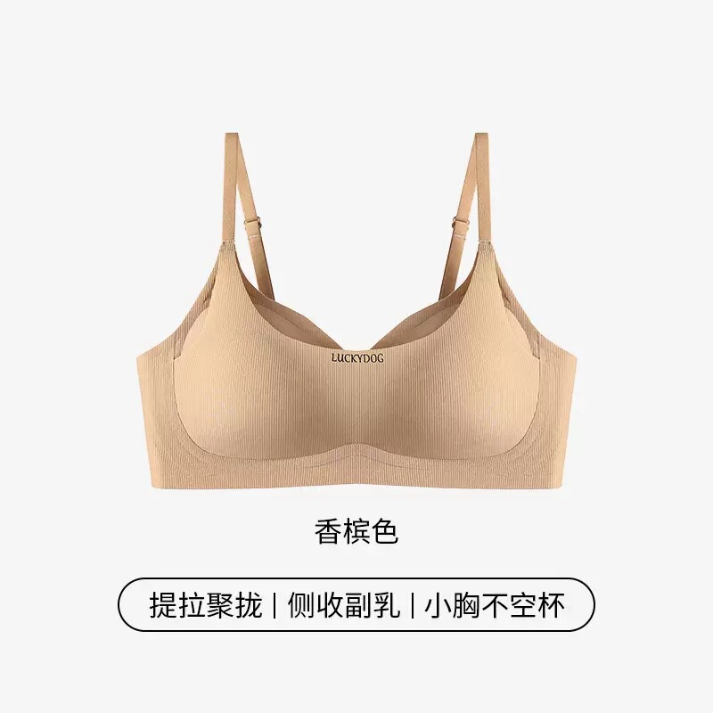 漫画胸小胸显大无痕内衣女无钢圈秋冬螺纹磨毛提拉辣妹收副乳文胸|undefined