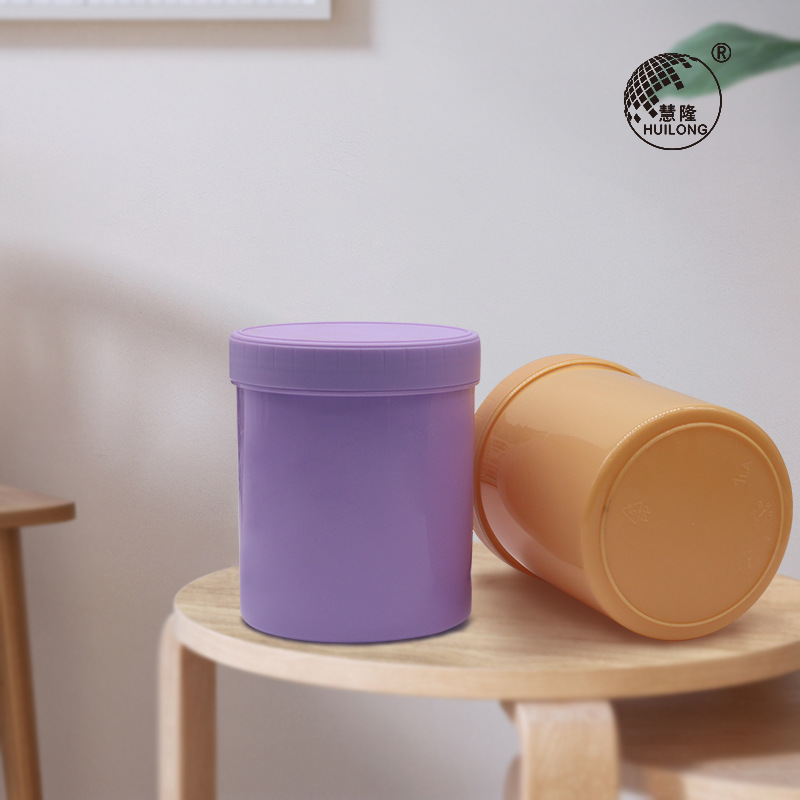 1000ml广口瓶塑料罐带内盖油墨桶pp直身塑料桶彩色罐粉剂桶分装罐