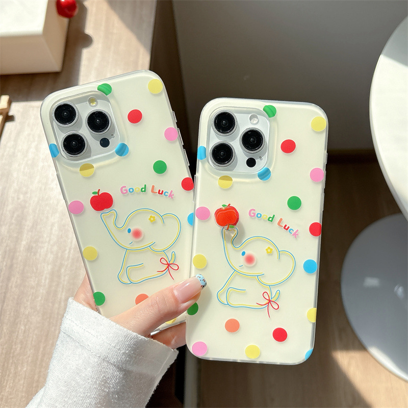 创意立体苹果彩色波点大象适用iPhone16苹果15ProMax/14/13手机壳|undefined