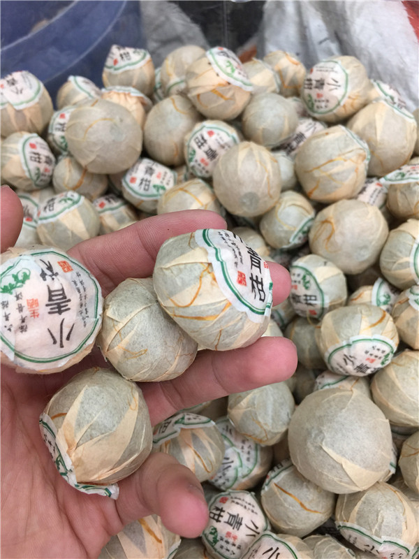 6 Year Aged Xiao Qing Gan Pu-erh Tea Chenpi Ripe Tea in Wooden Barrel Bag 500g specifications