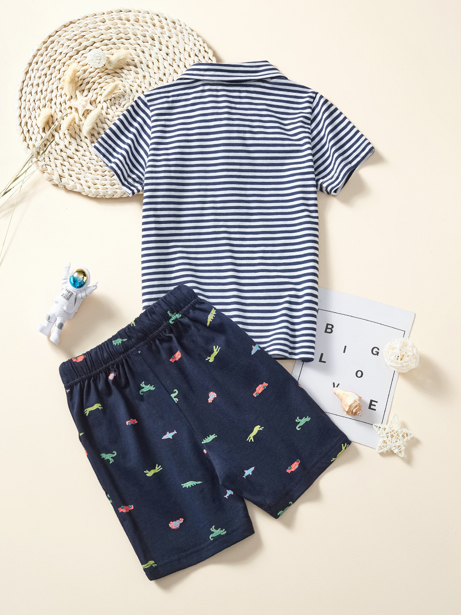 Marca europea y americana 2025 verano nueva ropa infantil conjunto de dos piezas niños camiseta de manga corta pantalones cortos traje fábrica al por mayor