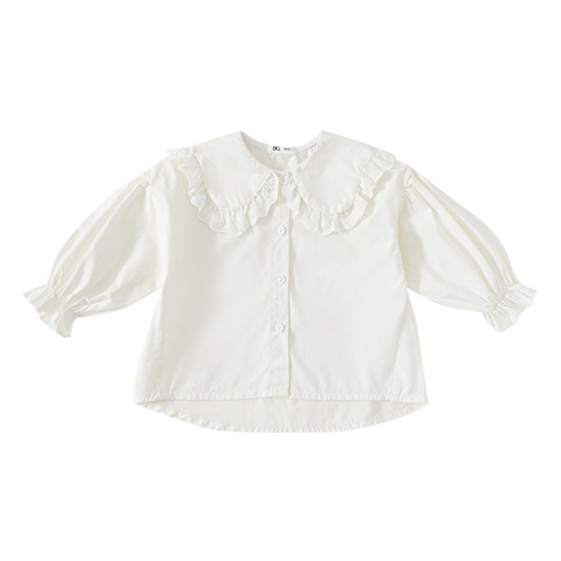 Babycity camisa para niños estilo coreano camisa de cuello de encaje para niñas camisa blanca para niños CY23011